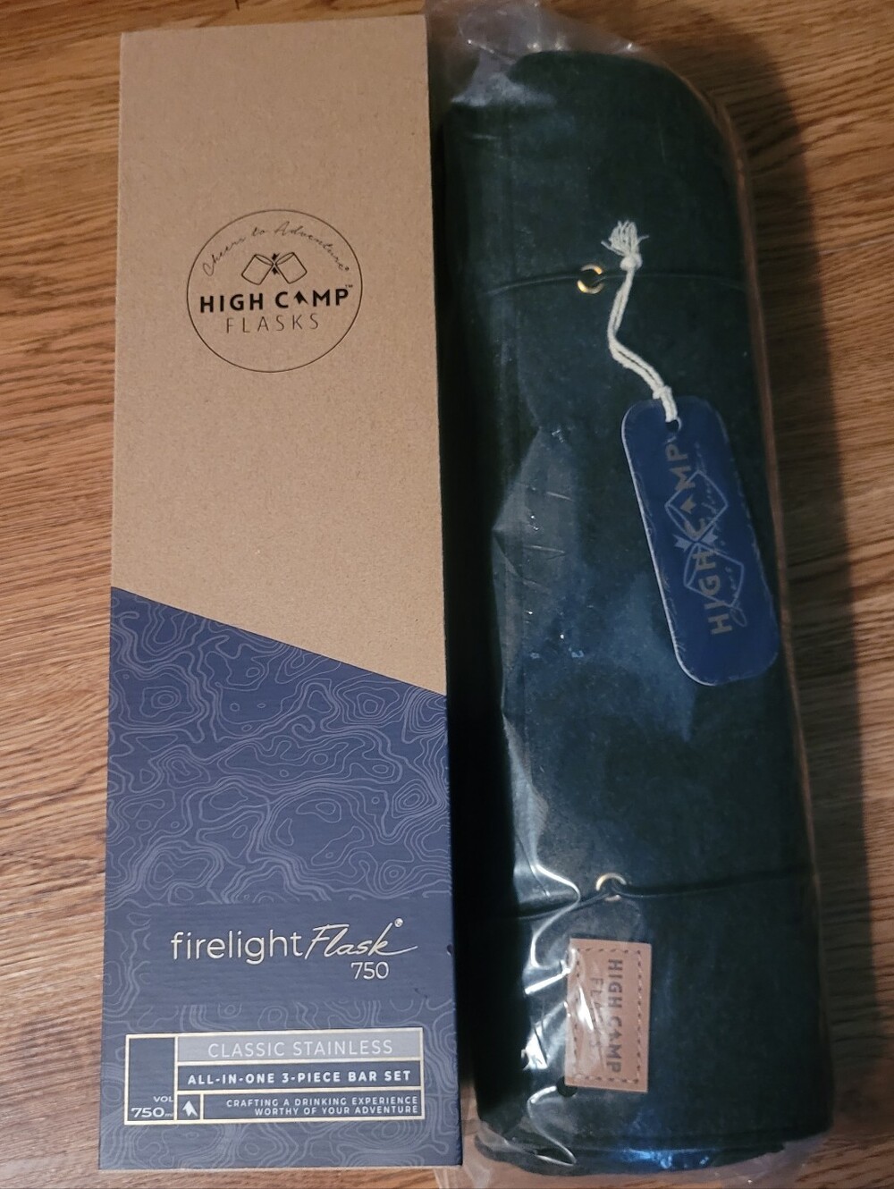 High Camp Firelight Flask w Wool Case